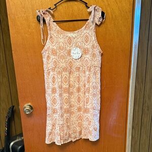 Peach Patterned Midi Dress